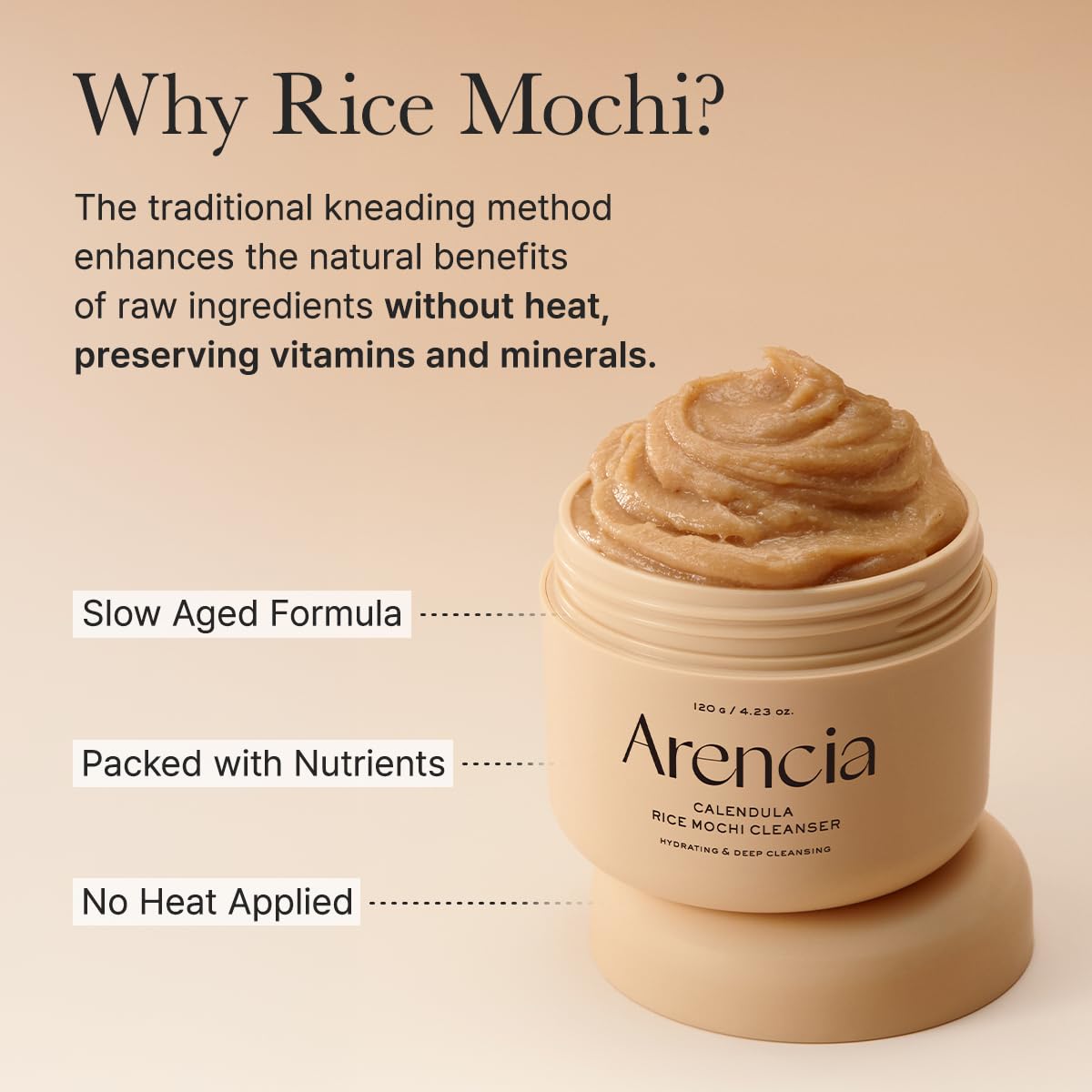 Arencia - Calendula Rice Mochi Cleanser, 4.23oz / 120g