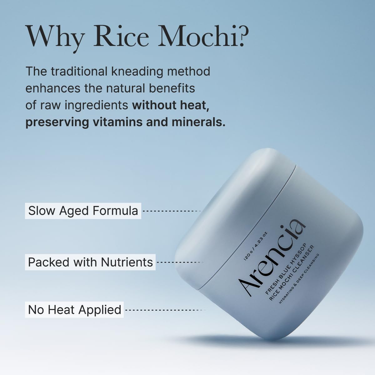 Arencia - Fresh Blue Hyssop Rice Mochi Cleanser, 4.23oz / 120g