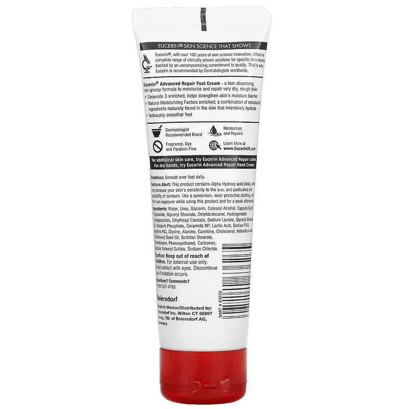 Eucerin, Advanced Repair Foot Creme, Fragrance Free, 3 oz (85 g)