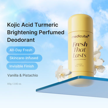 Medicube Vanilla & Pistachio Deodorant stick open, showing product texture
