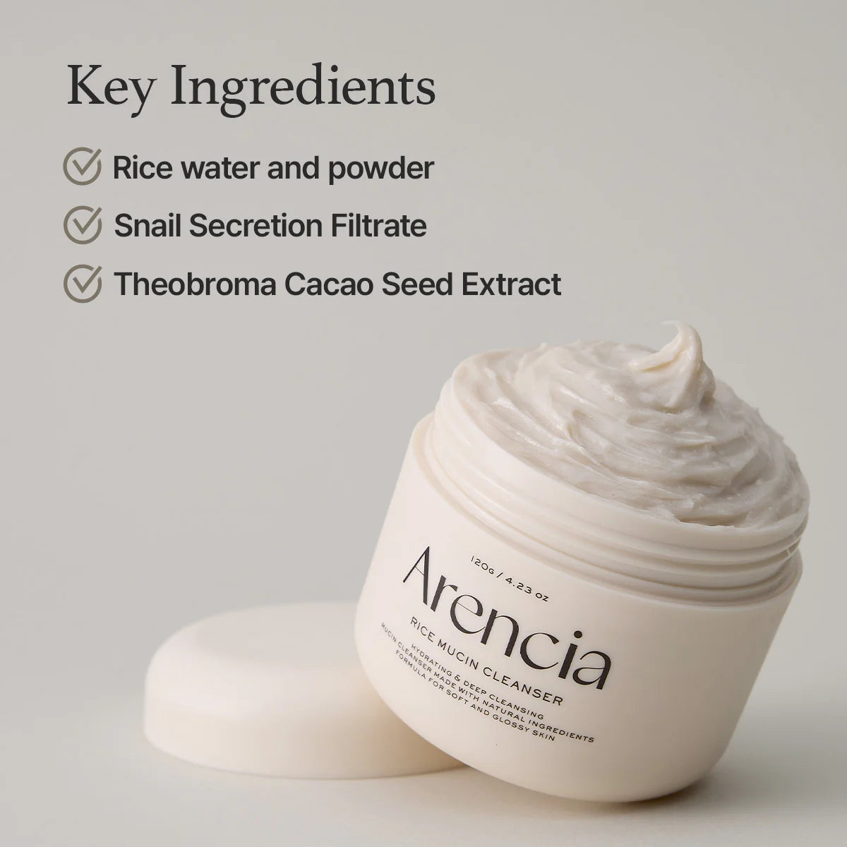 Arencia - Rice Mucin Cleanser, 4.23oz / 120g