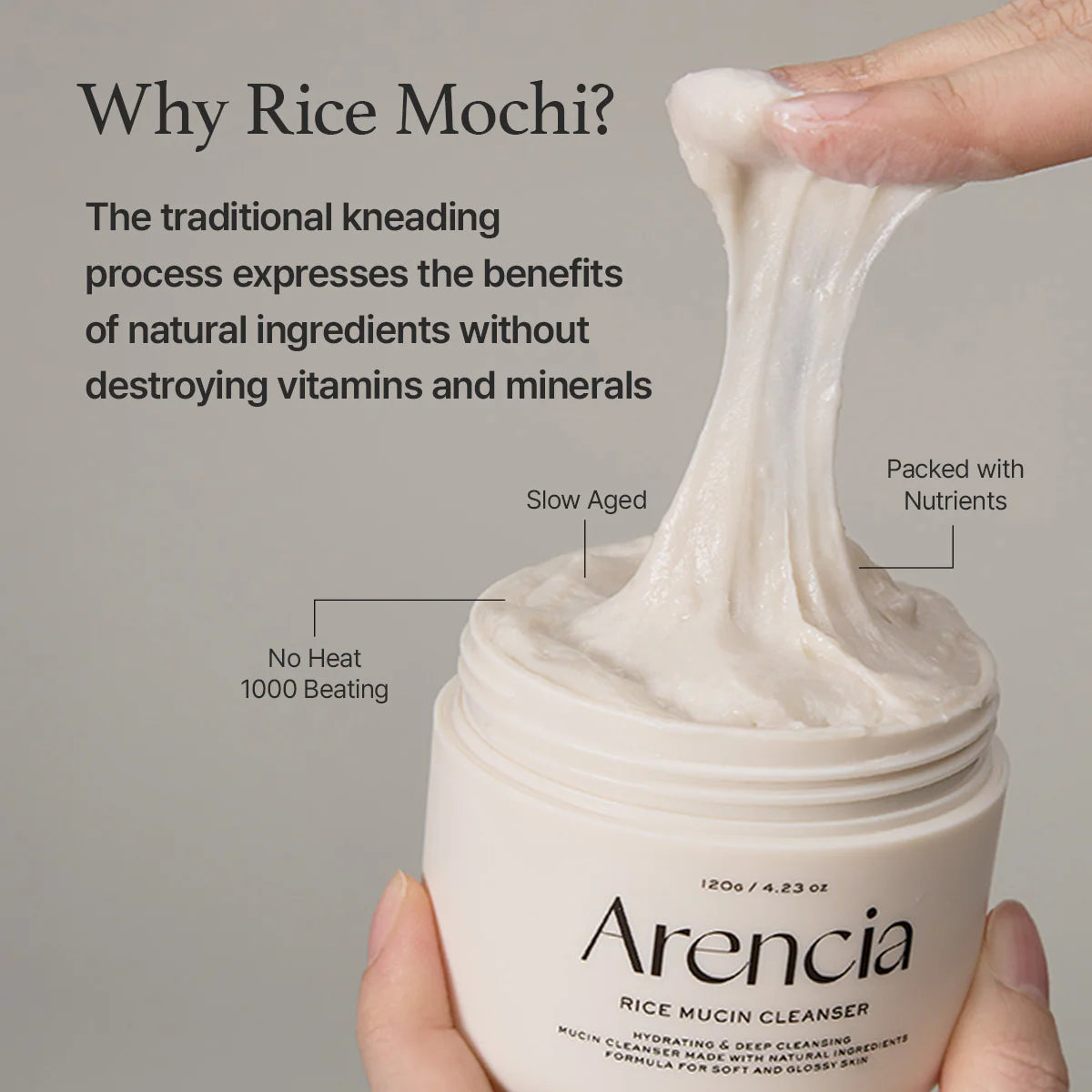 Arencia - Rice Mucin Cleanser, 4.23oz / 120g