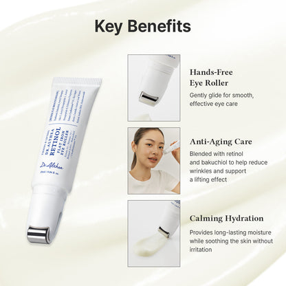 Dr. Althea Retinol Flat Iron Eye Roller being applied under the eye