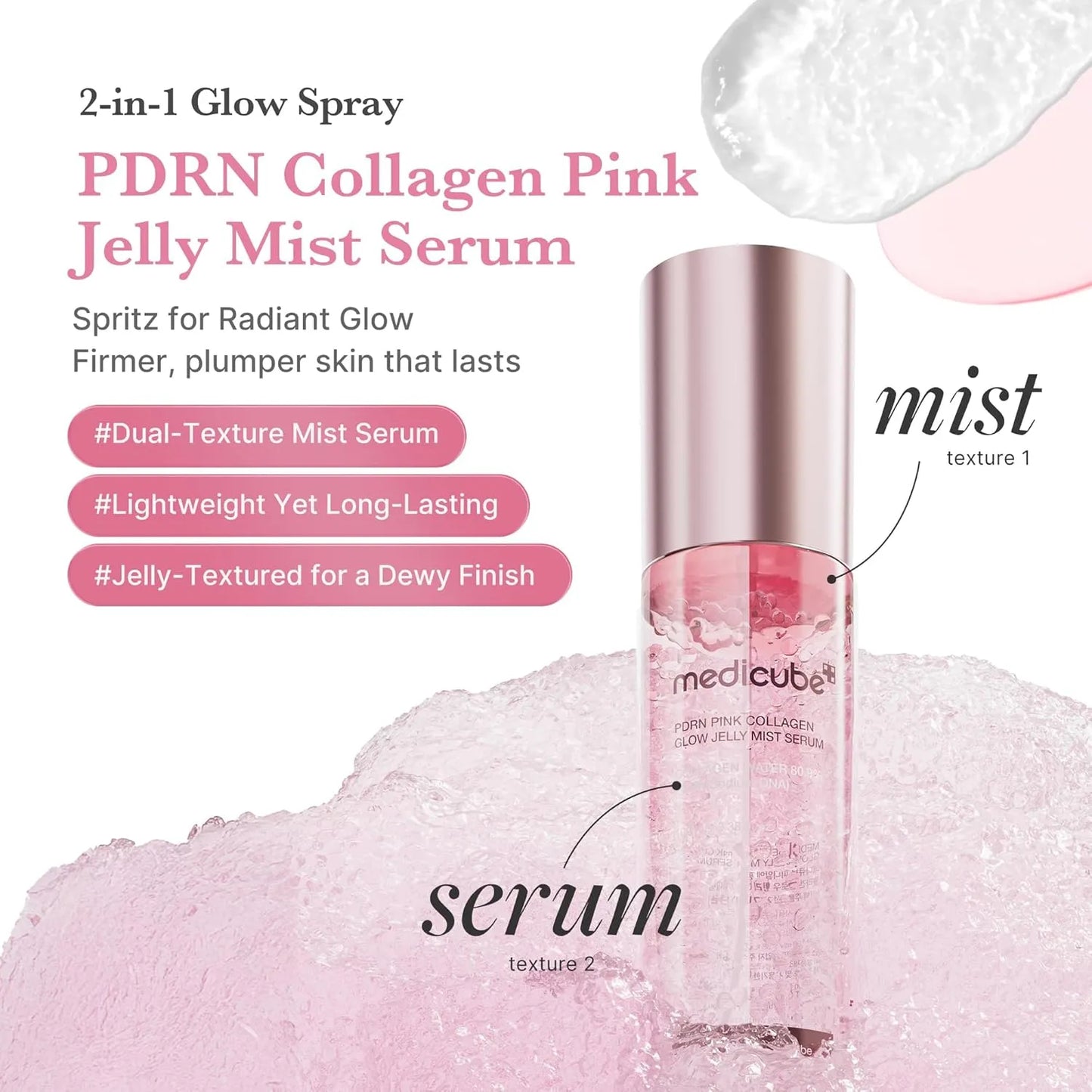 Medicube PDRN Pink Collagen Glow Jelly Mist Serum bottle