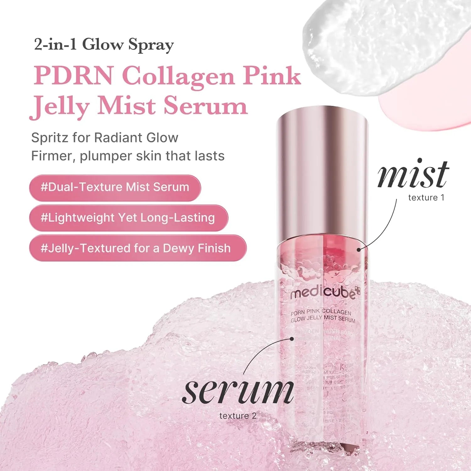Medicube PDRN Pink Collagen Glow Jelly Mist Serum bottle