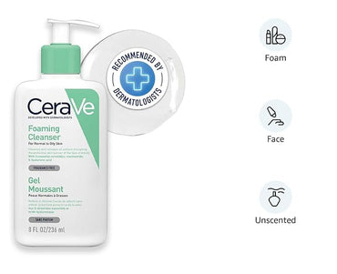 CeraVe Foaming Facial Cleanser, For Normal to Oily Skin