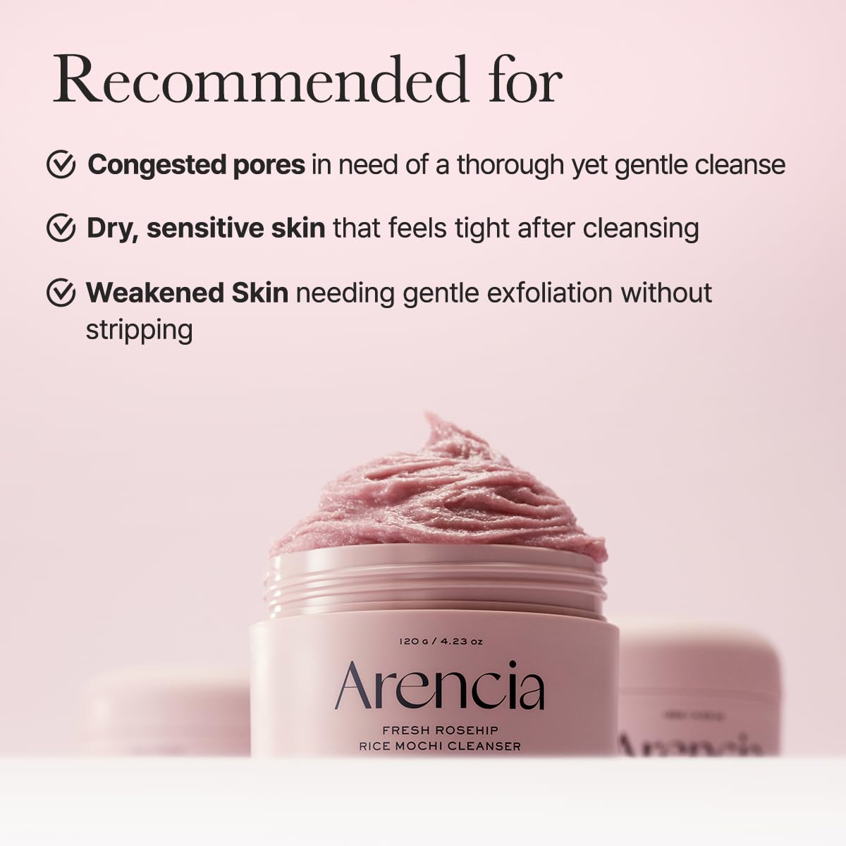 Arencia - Fresh Rosehip Rice Mochi Cleanser, 4.23oz / 120g