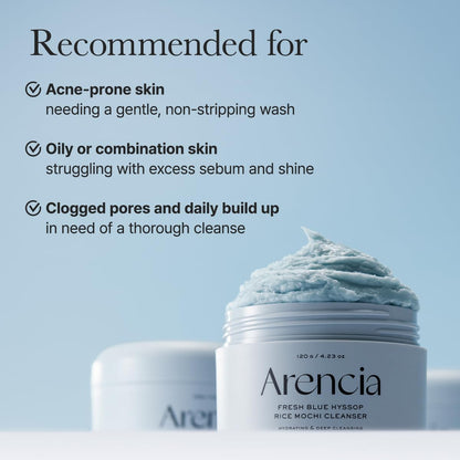 Arencia - Fresh Blue Hyssop Rice Mochi Cleanser, 4.23oz / 120g