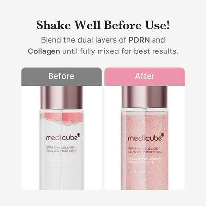 Medicube PDRN Pink Collagen Glow Jelly Mist Serum spray distance