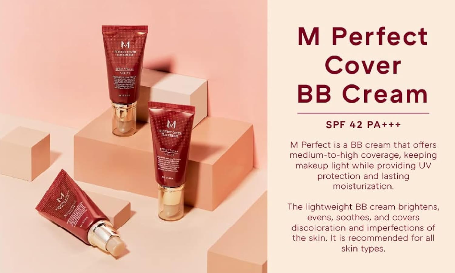 M Perfect Cover B.B Cream, SPF 42 PA+++, No. 29 Caramel Beige, 1.7 fl oz (50 ml)