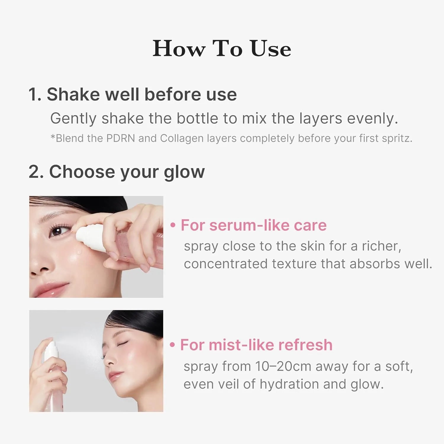 Medicube PDRN Pink Collagen Glow Jelly Mist Serum how to use