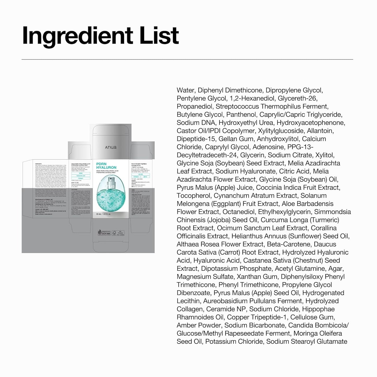 PDRN Hyaluronic Acid Hydrating Capsule Mist - 30Ml