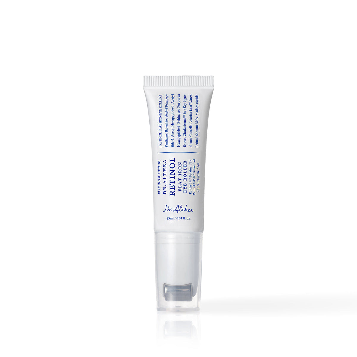 Dr. Althea Retinol Flat Iron Eye Roller packaging and rollerball tool