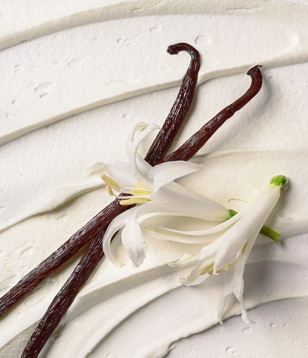 EOS Vanilla Cashmere scent ingredients, vanilla bean and flower