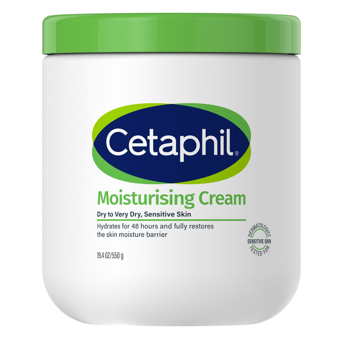 Cetaphil Moisturising Cream 550g jar, front view