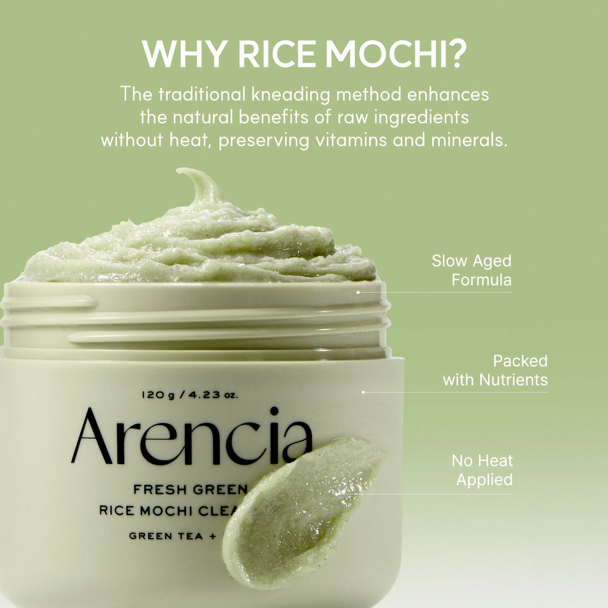 Arencia Fresh Green Rice Mochi Cleanser key ingredients