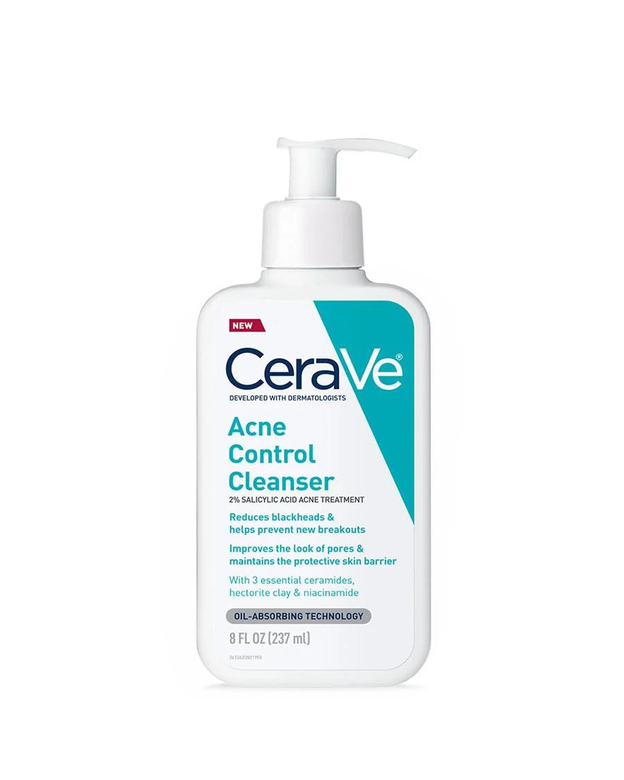 Cerave Acne Control Cleanser, 2% Salicylic Acid Acne Treatment, with 3 essential ceramides, hectorite clay & niacinamide 237 ml