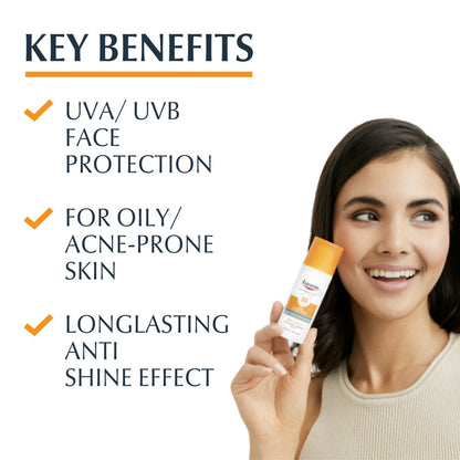Eucerin Oil Control Dry Touch Sun Gel-Cream Ultra Light SPF50+ key benefits