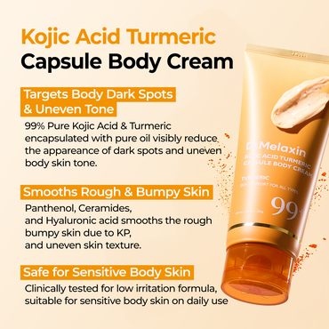 Dr.Melaxin Kojic Acid Turmeric Capsule Body Cream benefits overview