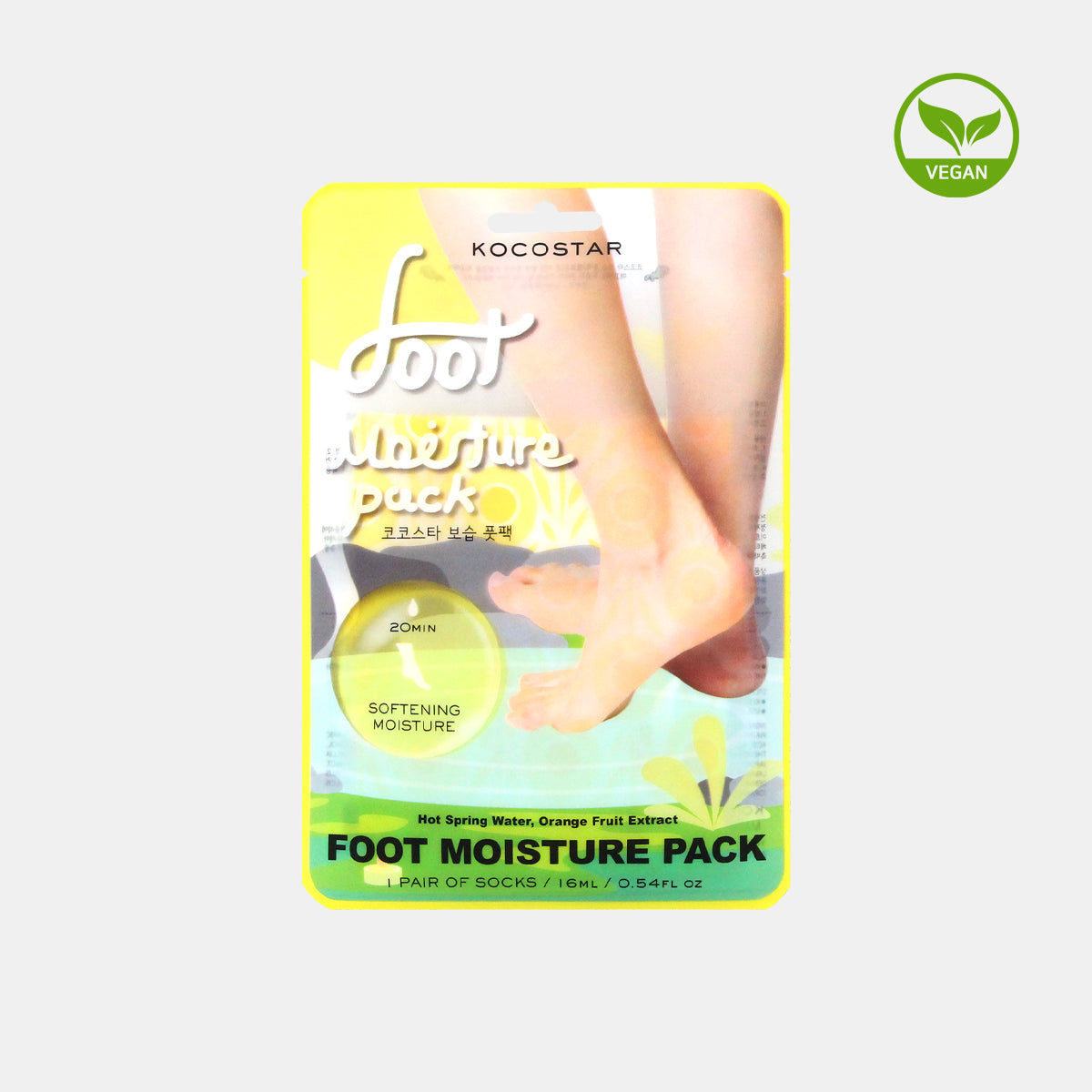 KocoStar Foot Moisture Pack Softening Moisture With Hot Spring Water,Orange Fruit Extract  16Ml
