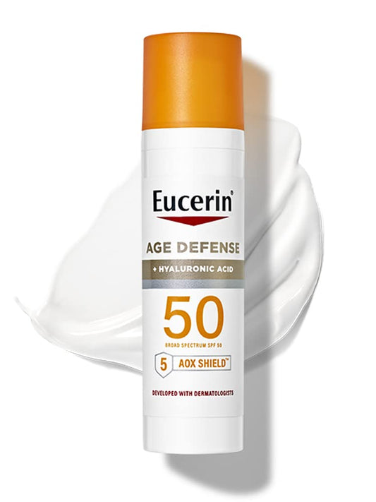 Eucerin Sun Age Defense SPF 50 Face Sunscreen Lotion with hyaluronic acid, 2.5 Fl Oz