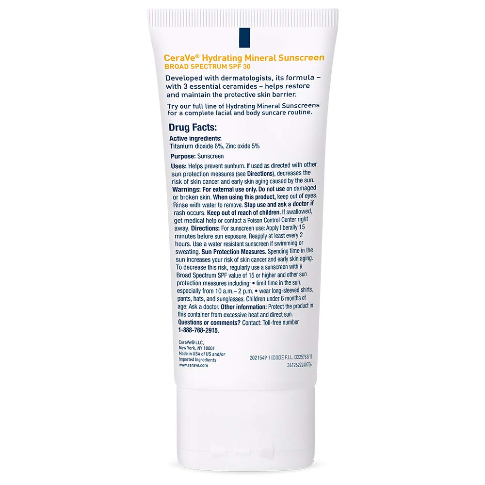 Hydrating Mineral Face Sunscreen Lotion SPF 30 with Zinc Oxide 2.5fl oz