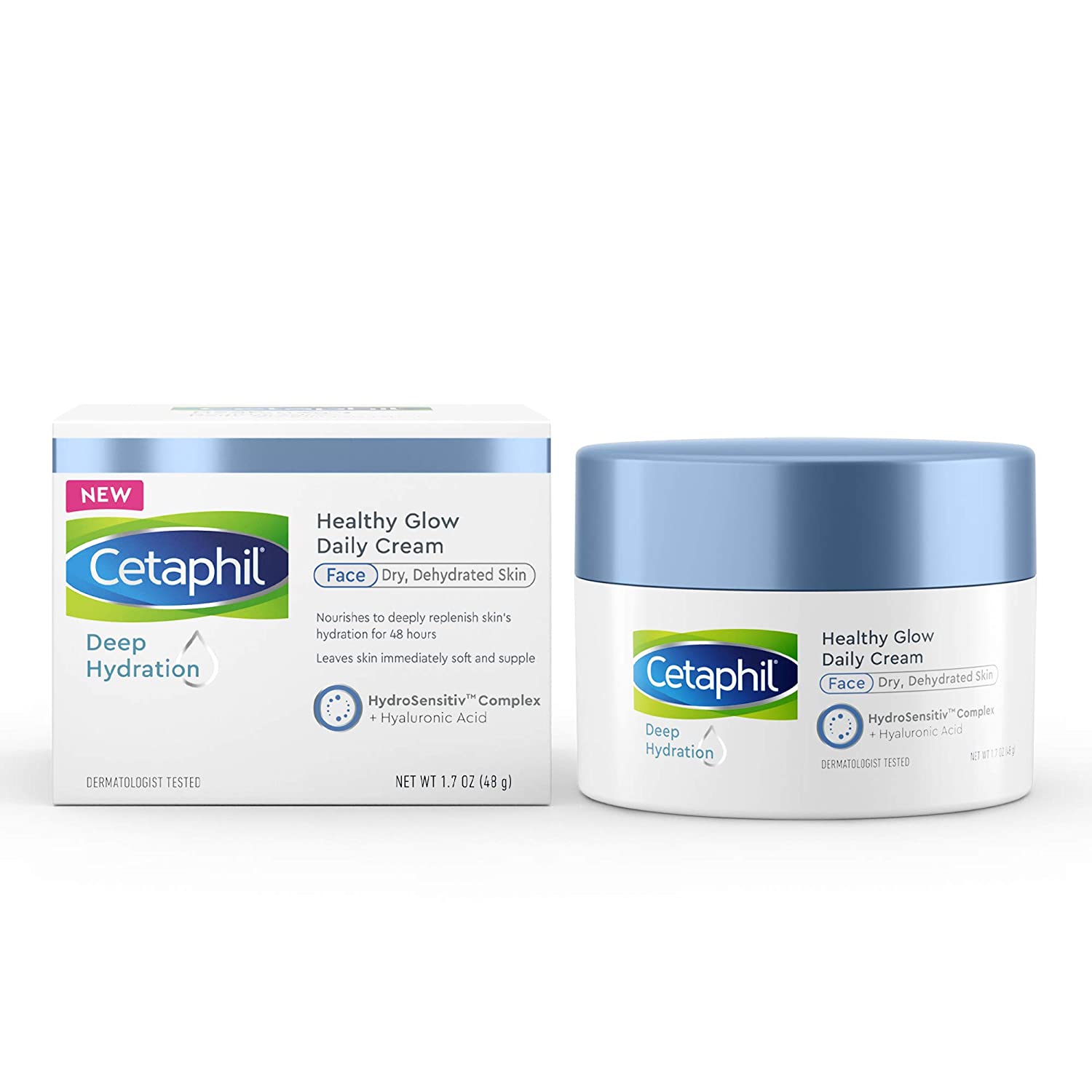 Deep Hydration Healthy Glow Daily Face Cream | 1.7 oz | 48 Hour Dry Skin Face Moisturizer for Sensitive Skin.