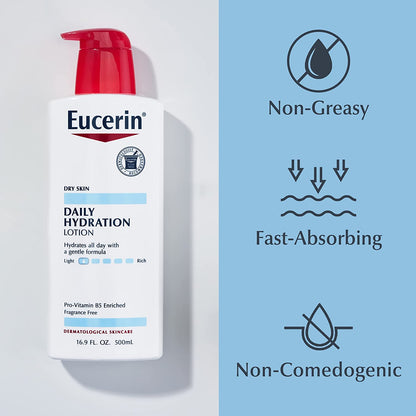 Eucerin, Daily Hydration Lotion, Fragrance Free, 16.9 fl oz (500 ml)