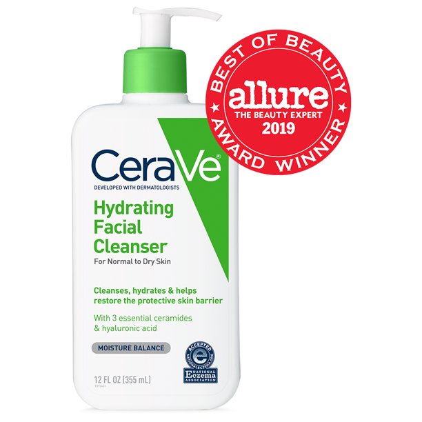 CeraVe Hydrating Facial Cleanser, Daily Face Wash for Normal to Dry Skin, 8oz, 12oz & 16oz