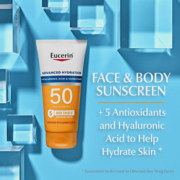 Eucerin, Advanced Hydration, Lightweight Sunscreen Lotion, SPF 50, For Sensitive Skin