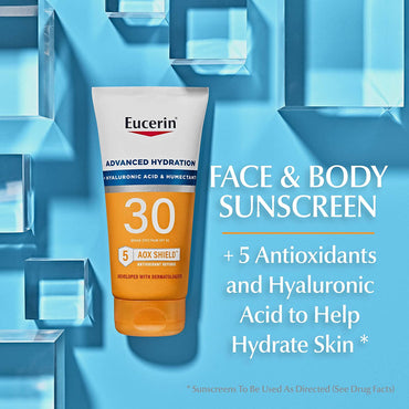 Eucerin, Advanced Hydration, Lightweight Sunscreen Lotion, SPF 30, Fragrance Free