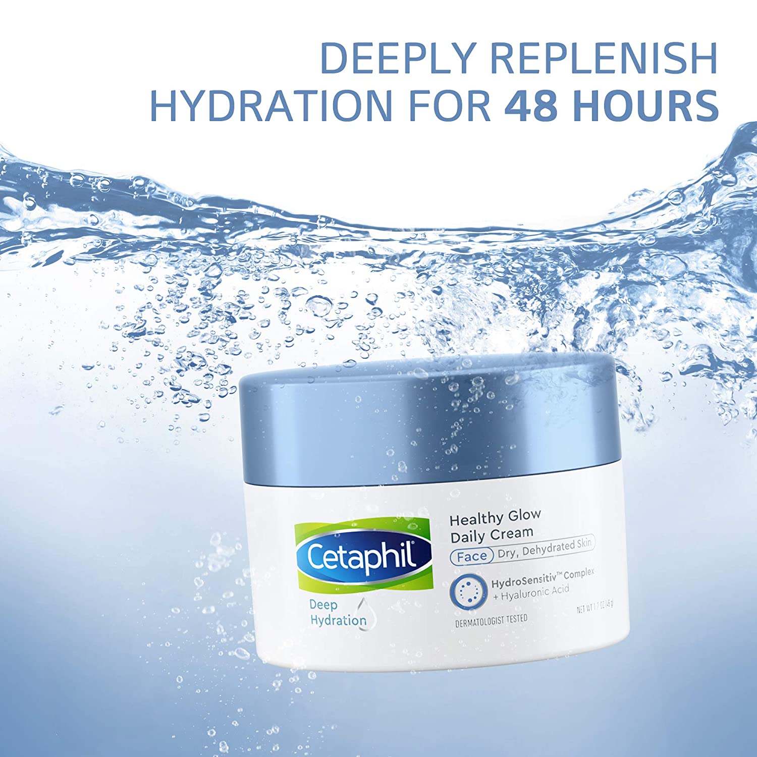 Deep Hydration Healthy Glow Daily Face Cream | 1.7 oz | 48 Hour Dry Skin Face Moisturizer for Sensitive Skin.