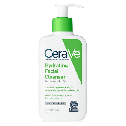 CeraVe Hydrating Facial Cleanser, Daily Face Wash for Normal to Dry Skin, 8oz, 12oz & 16oz