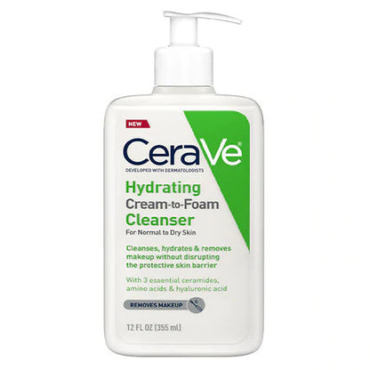 Hydrating Cream-to-Foam Face Cleanser,Normal to Dry Skin ( 8, 12 & 16 oz)