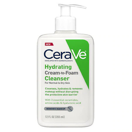 Hydrating Cream-to-Foam Face Cleanser,Normal to Dry Skin ( 8, 12 & 16 oz)