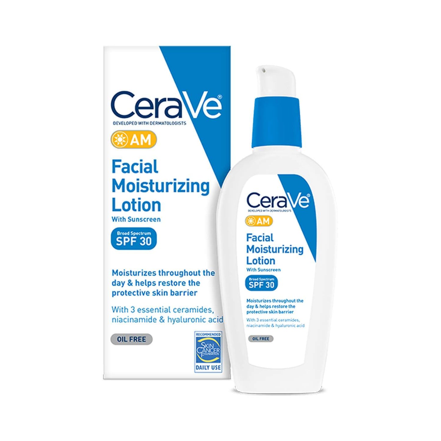 CeraVe AM Facial Moisturizing Lotion with Sunscreen, SPF 30, 2 & 3 fl oz