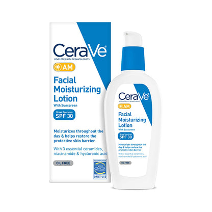 CeraVe AM Facial Moisturizing Lotion with Sunscreen, SPF 30, 2 & 3 fl oz