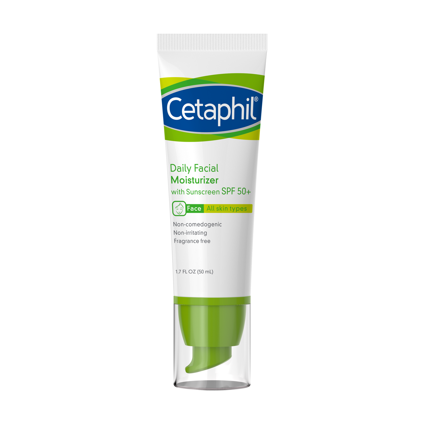 Cetaphil Daily Facial Moisturizer Broad Spectrum SPF50, Fragrance Free, 1.7 Fl Oz