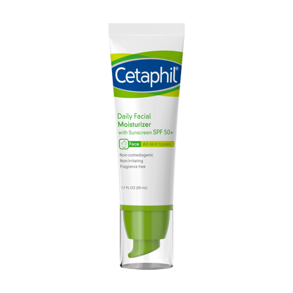 Cetaphil Daily Facial Moisturizer Broad Spectrum SPF50, Fragrance Free, 1.7 Fl Oz