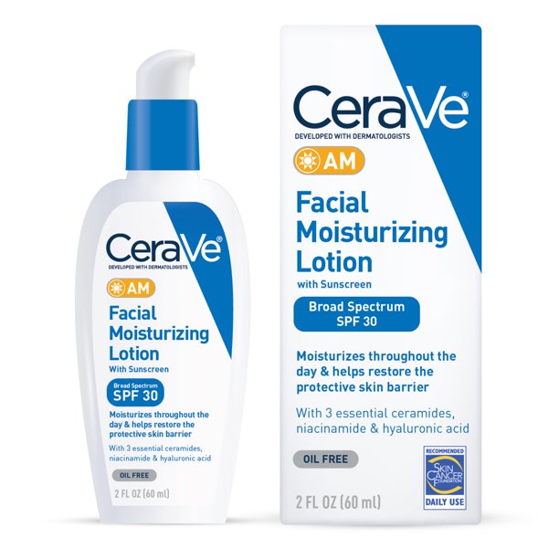 CeraVe AM Facial Moisturizing Lotion with Sunscreen, SPF 30, 2 & 3 fl oz