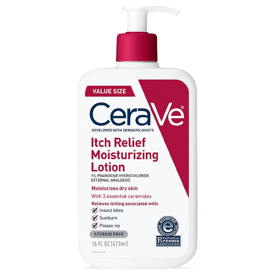 Itch Relief Moisturizing Lotion Fragrance Free with Essential Ceramides 8oz & 16oz