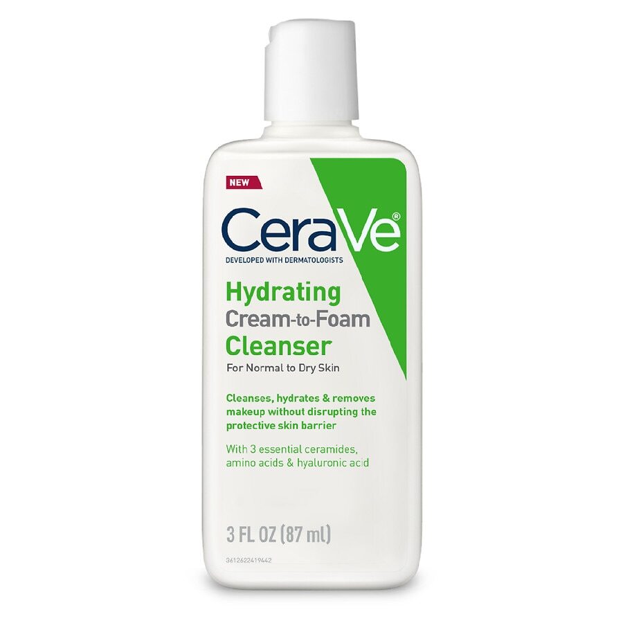 Cerave Hydrating Cream-to-Foam Face Cleanser with Hyaluronic Acid 3.0Fl Oz