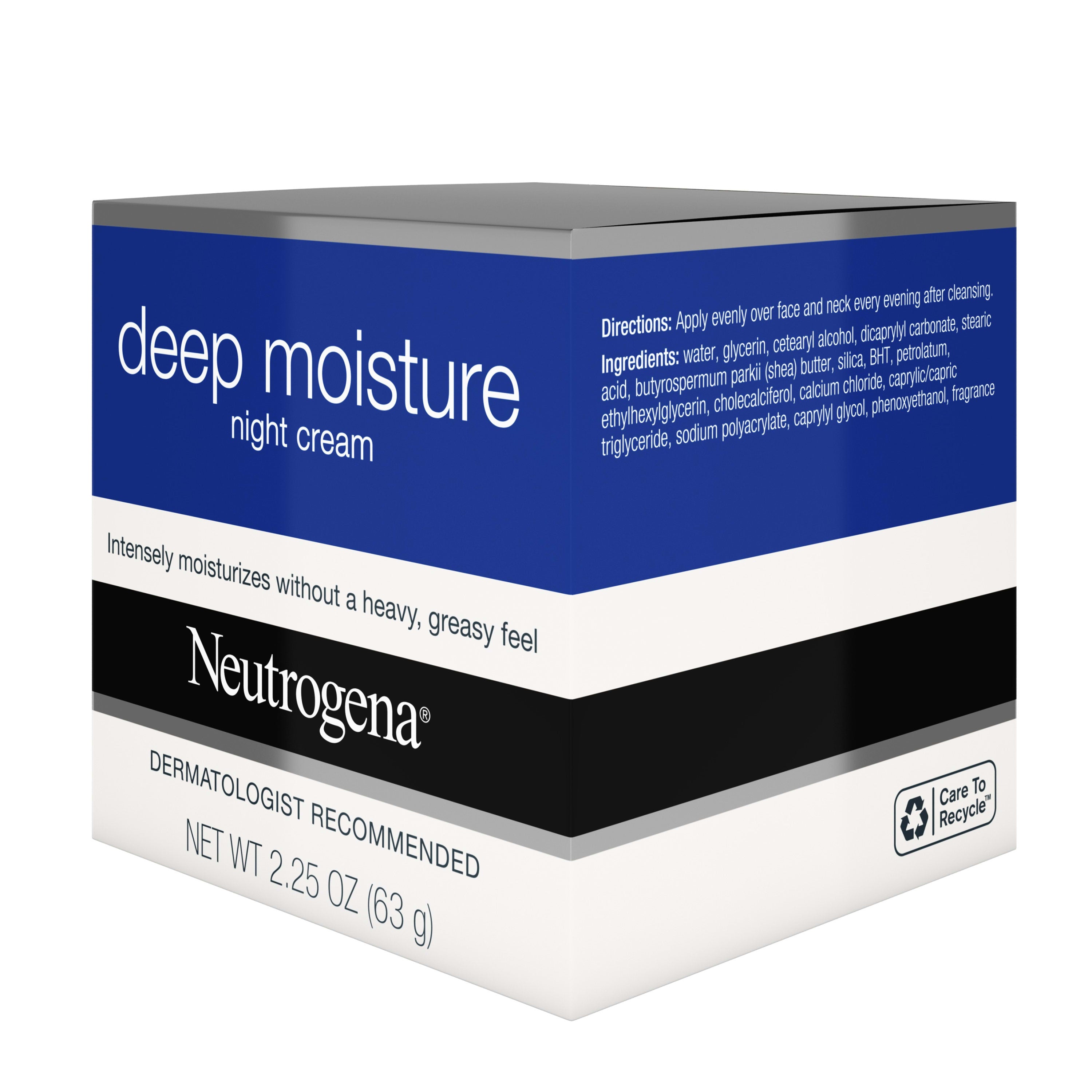 Neutrogena Deep Moisture Night Cream with Glycerin, Moisturizing, 2.25 oz